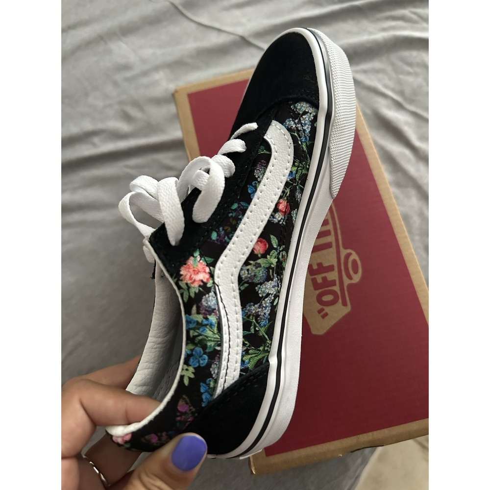 VANS Old Skool Flowers Sneaker Low Suede Sneakers Kids Size 1 - Picture 4 of 5